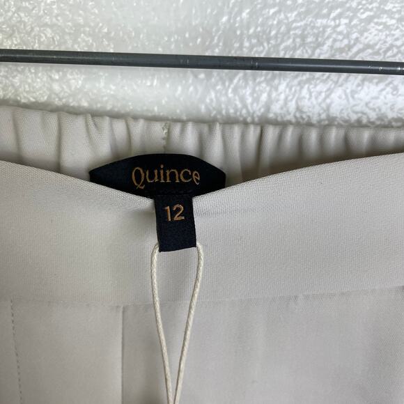 Quince Stretch Crepe Ankle Pants Size 12 Womens Sand Beige Elastic Career NWT - Picture 6 of 9